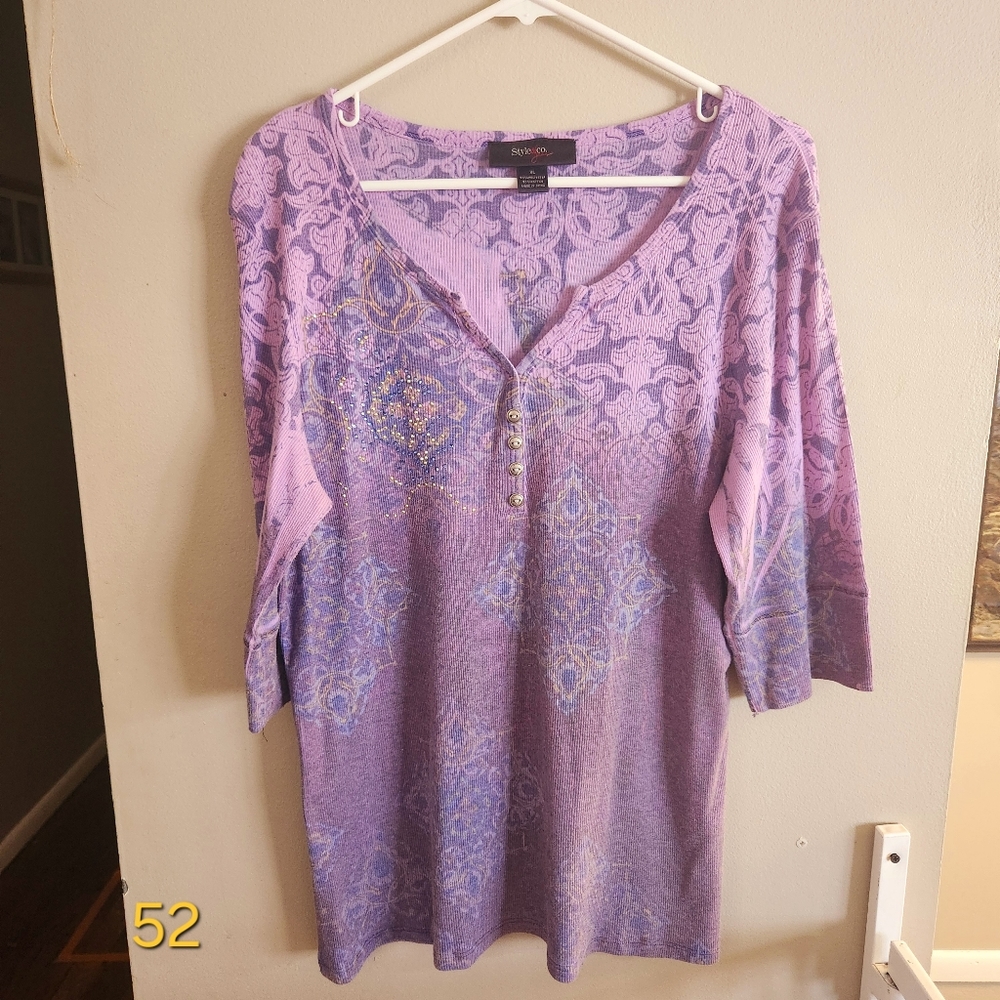 Sparkle Studded Purple Boho Top XL
